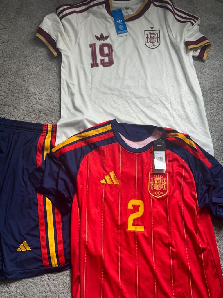 Adidas Spain Football Kit Bundle – Red & White, New with Tags