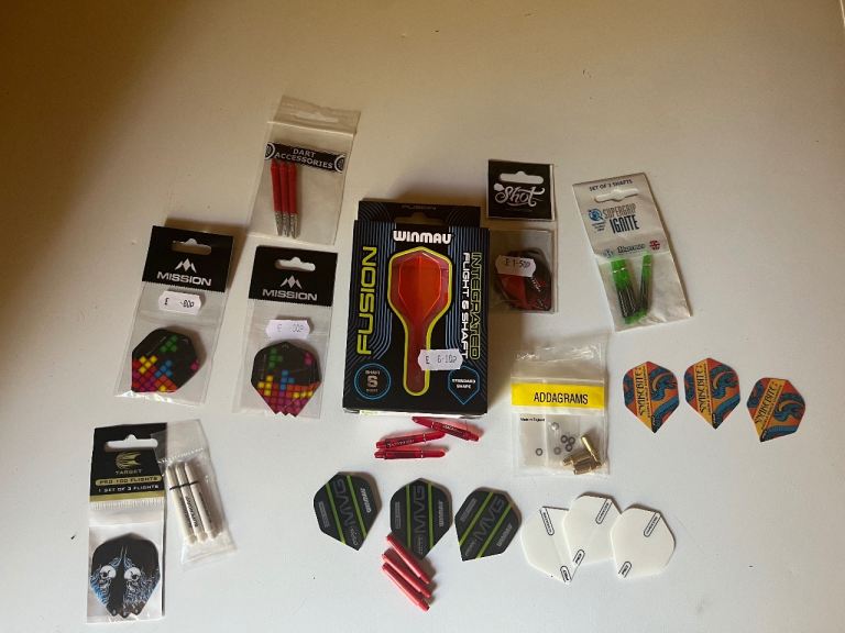 Darts job lot of accessories Peter wright Michael van gerwen job lot flights & stems 