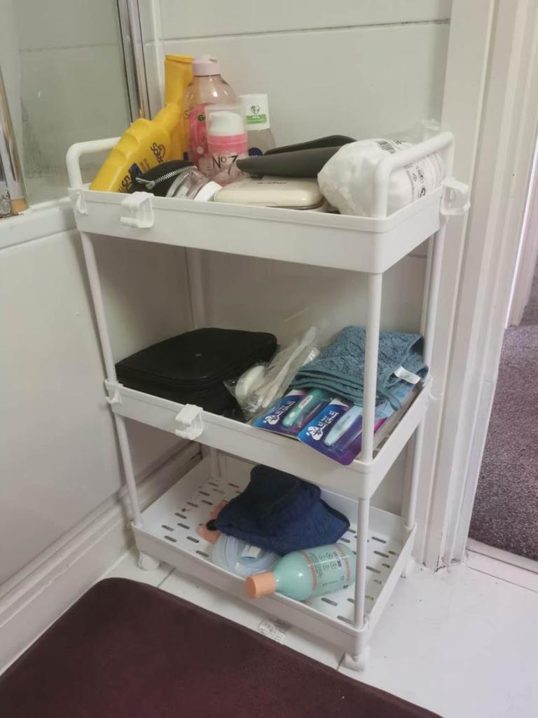 White 3-Tier Plastic Storage Trolley / Shelf Unit on Wheels