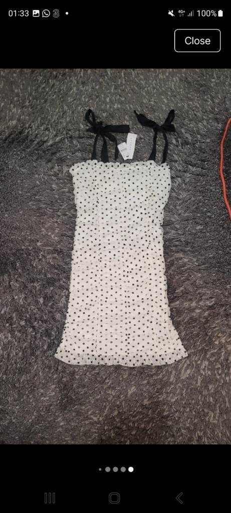 New Topshoo white lace black polkadot dot mini dress size 8