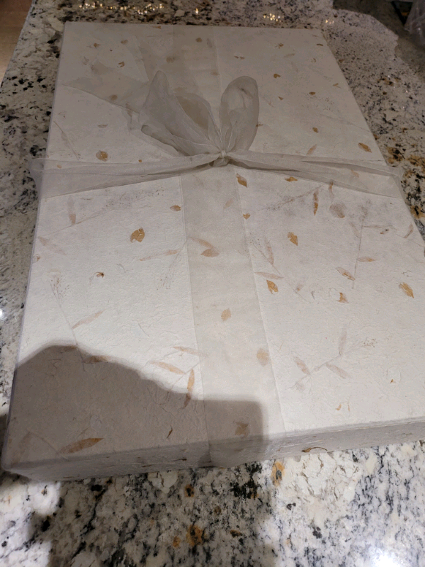 Dress or clothes storage box complete with tissue paper.  