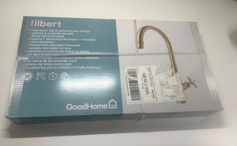 NEW  twin lever brass effect kitchen tap