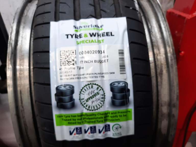 205-45-R17 88y Comforser Purespeed 5mm Partworn Pressure Tested Tyre