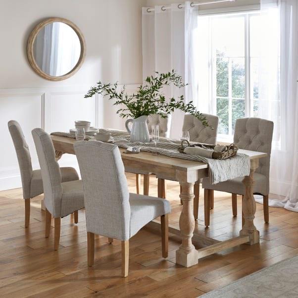 Dunelm Whitewash Mango Wood Extendable Dining Table (6-8 Seater)