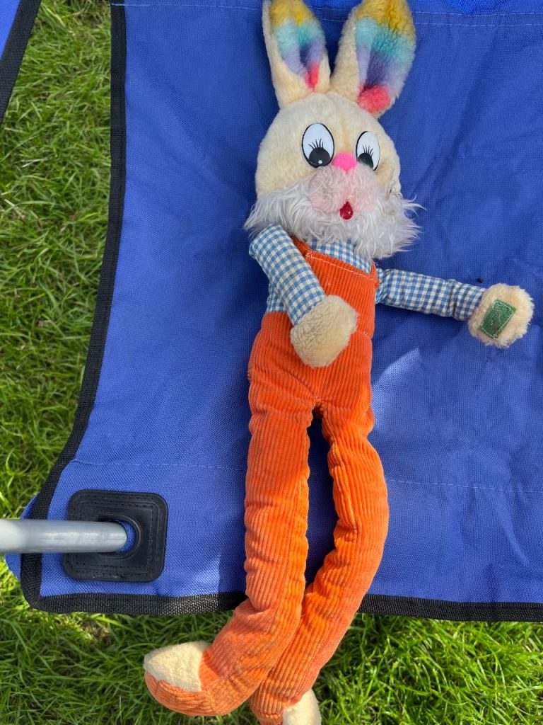 Vintage Bunny Rabbit Stuffed Toy – Orange Corduroy Overalls