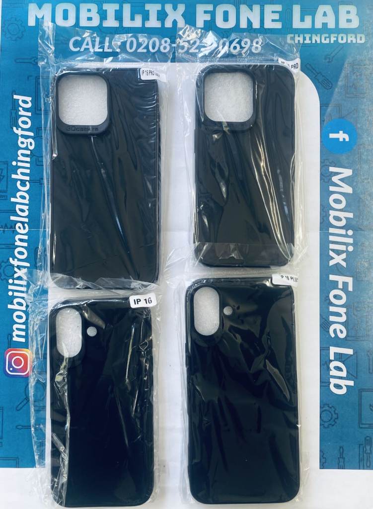 Apple iPhone 16 Series (16, 16 Plus, 16 Pro, 16 Pro Max) Black Gel Cases Available