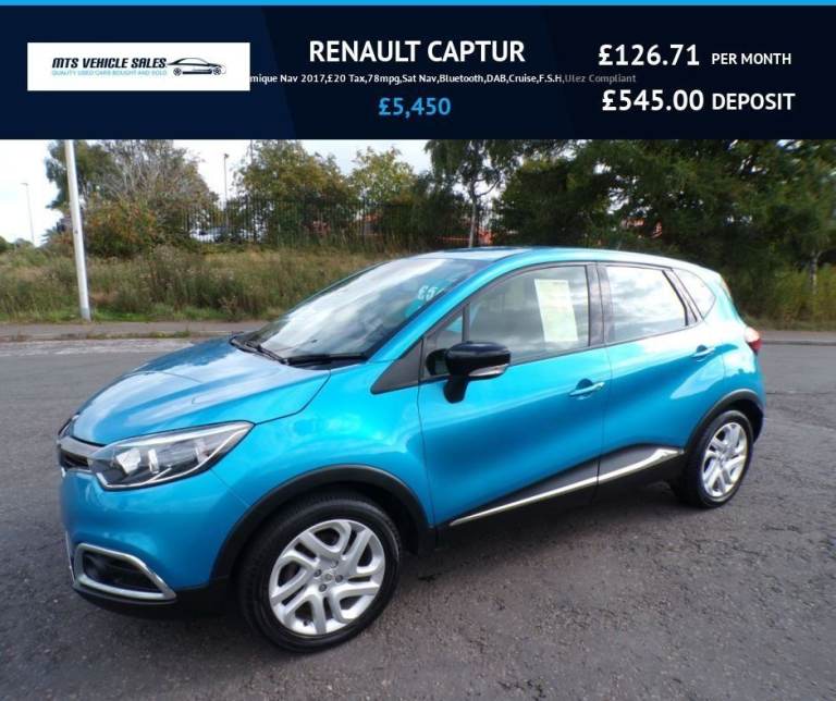 RENAULT CAPTUR 1.5 dCi Dynamique Nav 2017,£20 Tax,78mpg,Sat Nav,Bluetooth,DAB,Cruise,F.S.H,Ulez OK