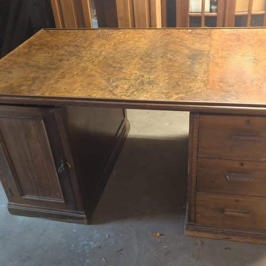 REDUCED FOR QUICK SALE Vintage Walnut Pedestal Desk - Large, Solid Wood & Modular