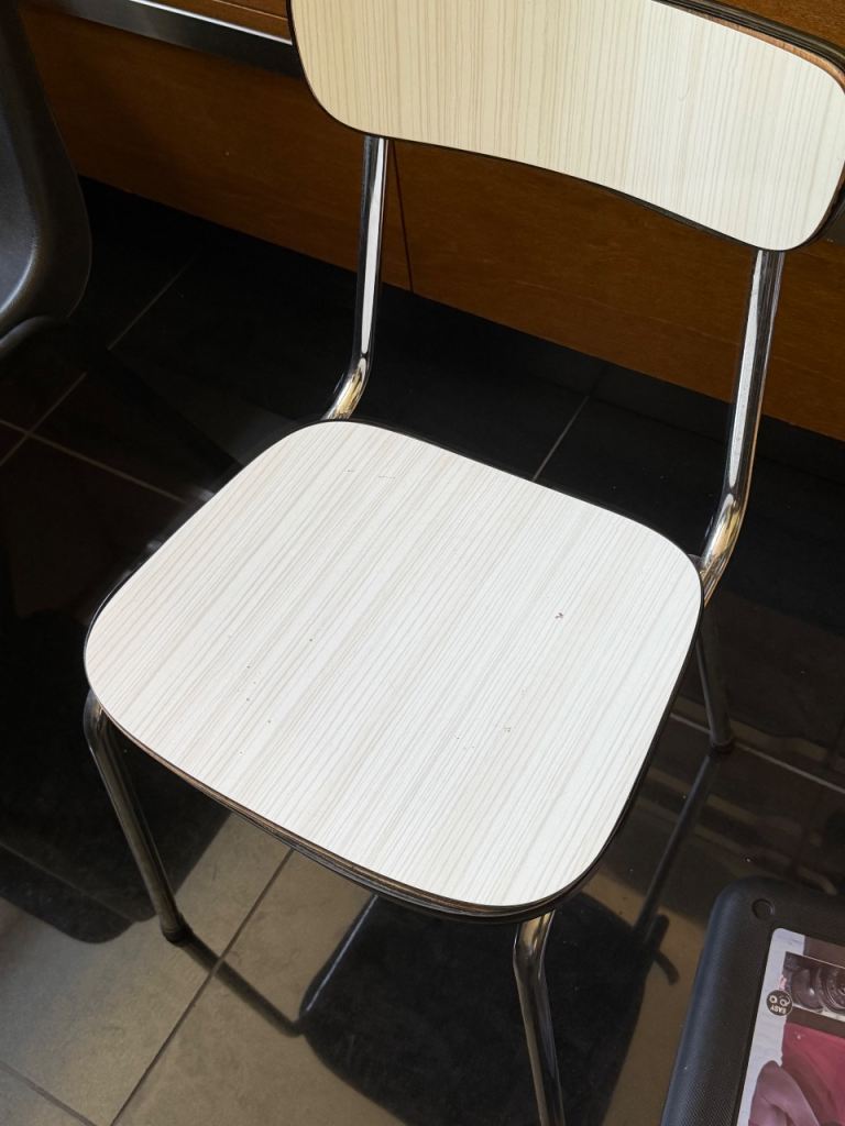 Light Wood Effect Chair with Chrome Legs – Good Condition