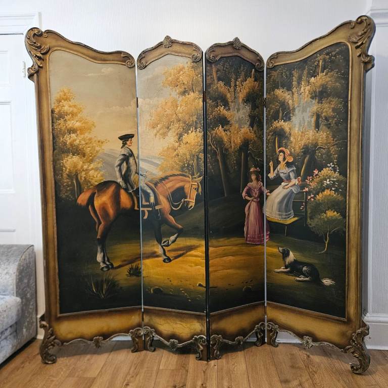 4 Panel Wooden Floor Screen (Paravent) 