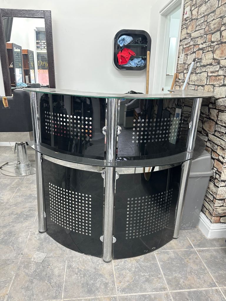 Front desk / Reception area unit with shelving black