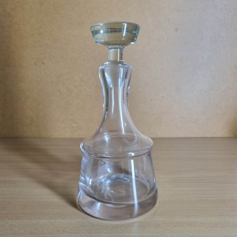 Vintage Clear Glass Bell Shaped Decanter And Stopper 11"