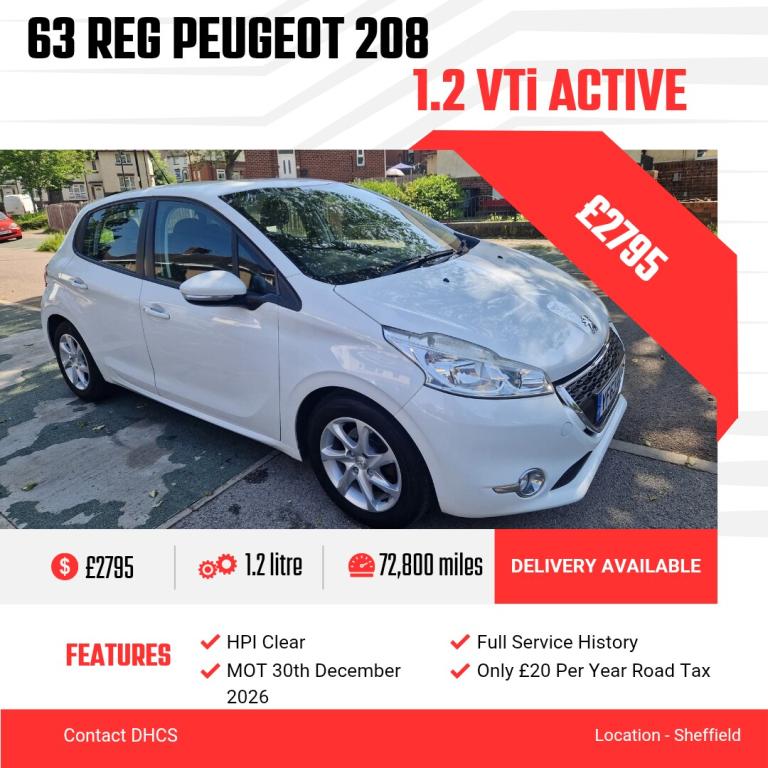 2013 Peugeot 208 1.2 VTi Active 5dr HATCHBACK Petrol Manual