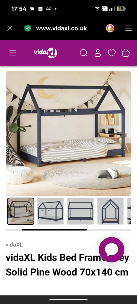 vidaXL Kids Bed Frame Grey Solid Pine Wood 70x140 cm