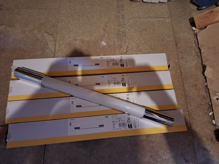4 Qty SLV LED Wall light, 3000K, chrome/white, H 60 cm, incl. LED driver