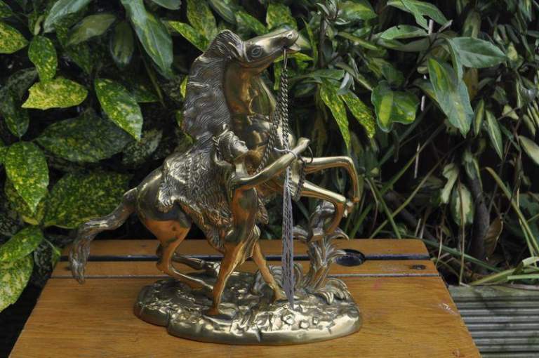 Brass Marley horse & groom "Guillaume Coustou"