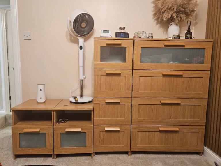 IKEA BRIMNES Oak Bedroom Furniture Set – Rare Oak Finish – Excellent Condition