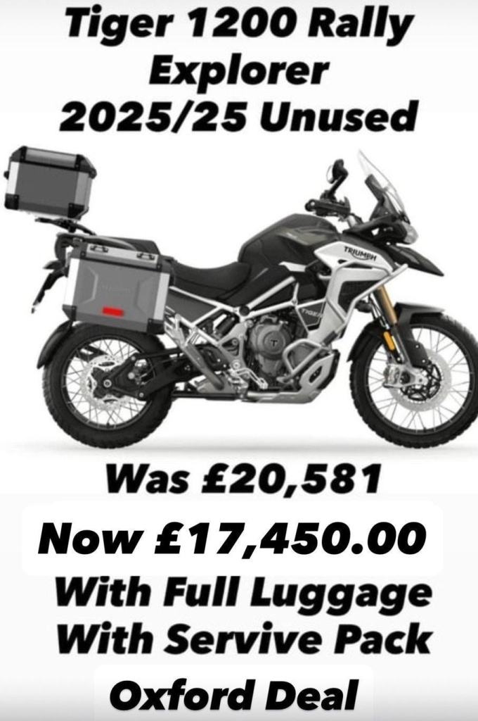 2025/25 Pre-Reg Triumph Tiger 1200 Rally Explorer Motorcycle 