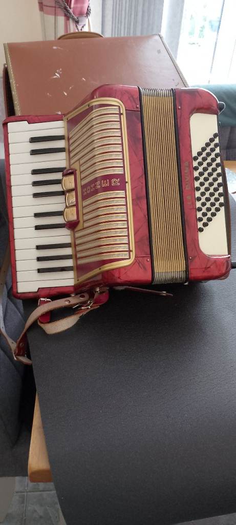 Vintage Red Accordion with Case – Good Condition