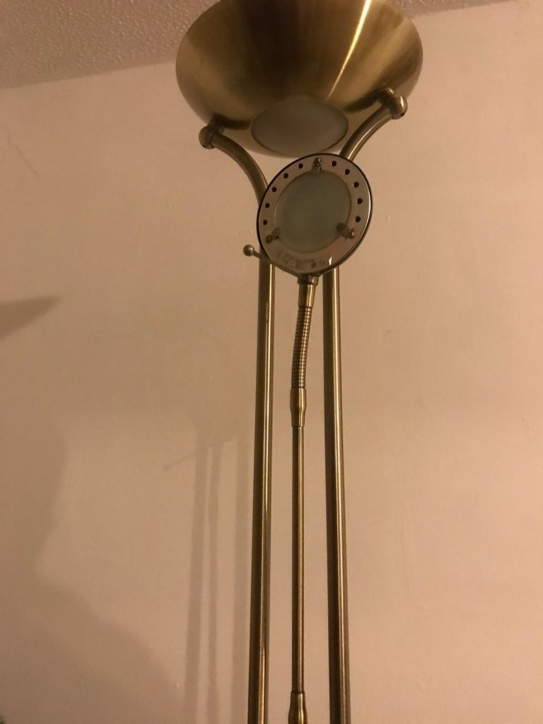 Heavy Brass  Uplighter Floor Lamp with Reading Light