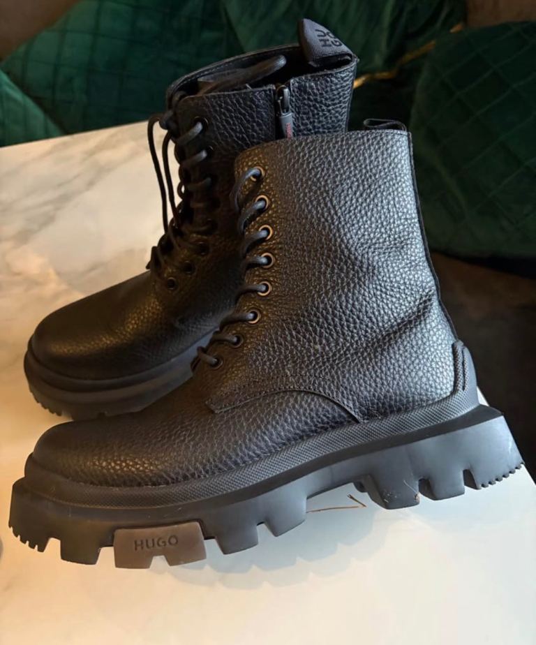 Genuine Hugo boss boots black leather size 6