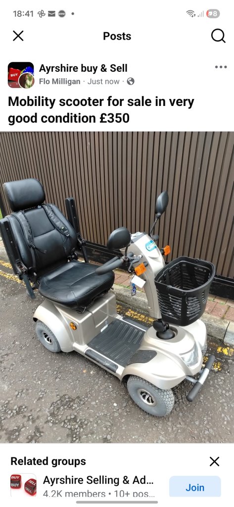 Mobility Scooter – Silver, Good Condition