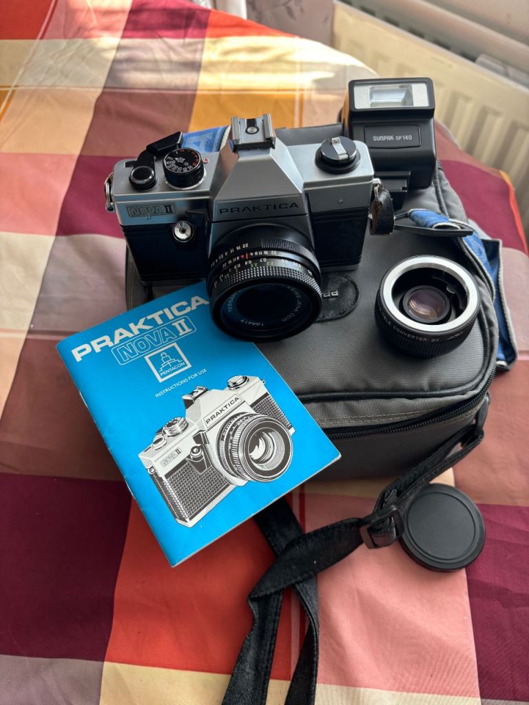 Praktica Nova II Camera with Lens and Flash – Good Condition