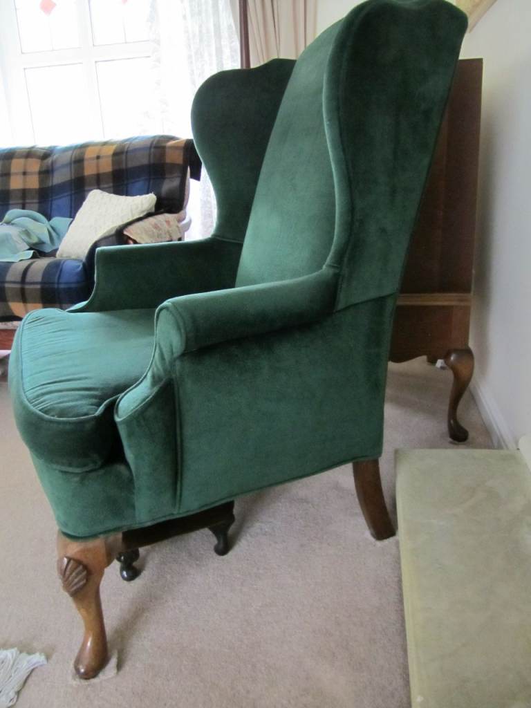 Flexsteel green winged armed chair, imported from Boston, USA 