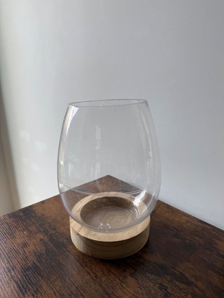 Glass Vase/Terrarium with Wood Base