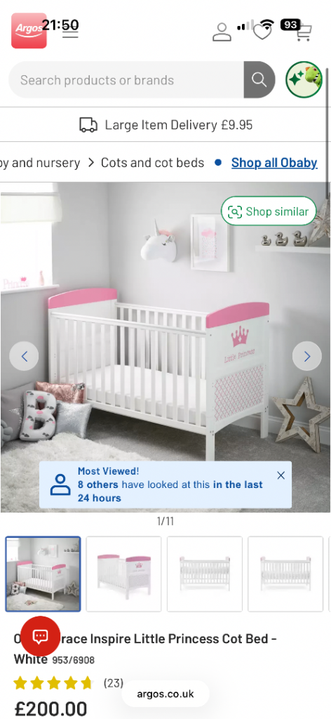 Princess cot bed