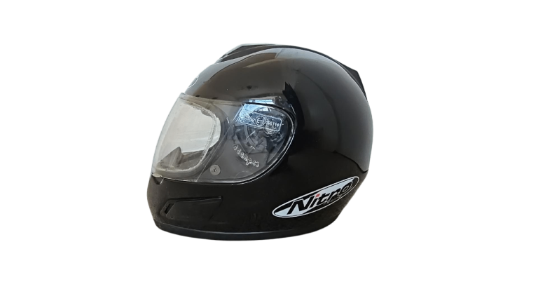 Motorcycle Motorbike Helmet Nitro Racing Black Excellent ACU Approved N600-V Large