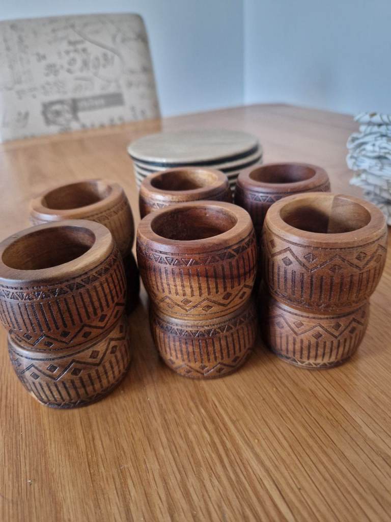 John Lewis tableware bundle - 12 Wooden Napkin Rings, Napkins and Coasters