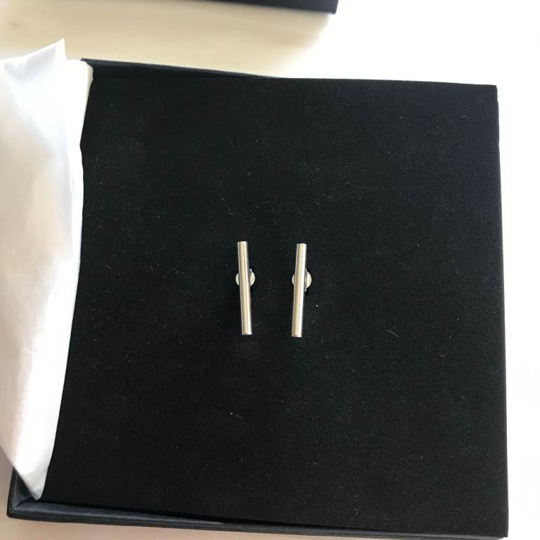 SOLID SILVER BAR EARRINGS FOR PIERCED EARS - BNIB