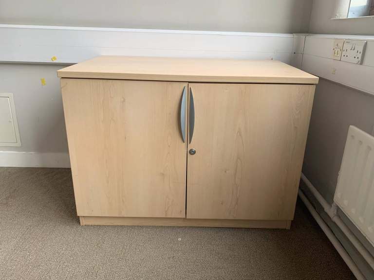 6x £39 each Maple finish office storage unit, office cupboard, meeting room sideboard