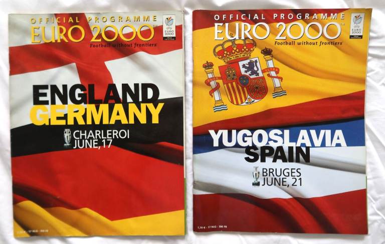 Official Euro 2000 Football Programmes x2 – England vs Germany, Yugoslavia vs Spain