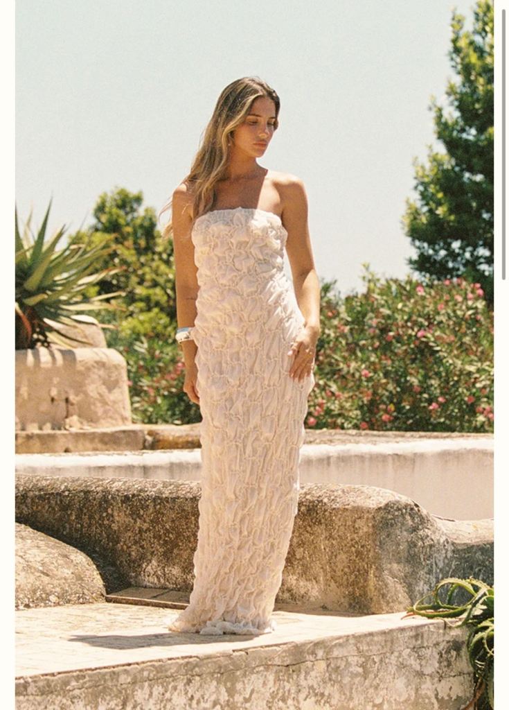 Textured women’s strapless maxi dress from pretty little thing