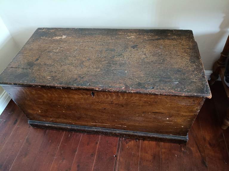 Antique wooden blanket box 