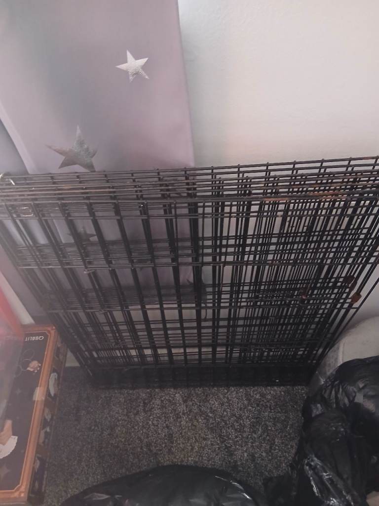 Large Black Metal Dog Crate