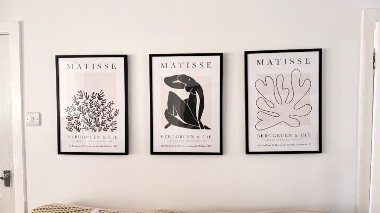 Set of 3 Matisse design prints with frame