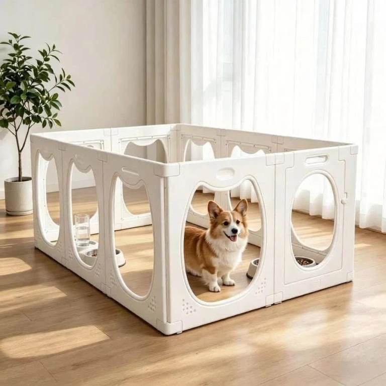 Clear Acrylic Pet Play Pen Playpen, 10 Panel, Puppy, Dog, Cat, Kitten, Small Animal, Height 60cm