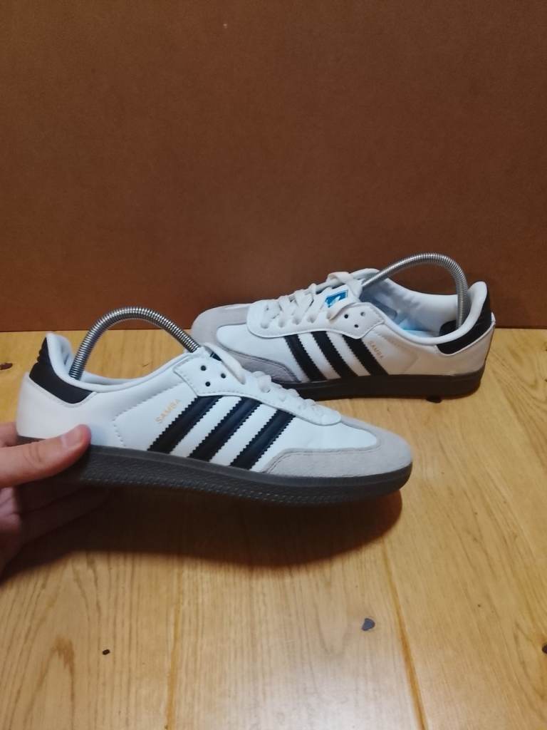 Adidas Samba OG Trainers White with Black Stripes, UK 4