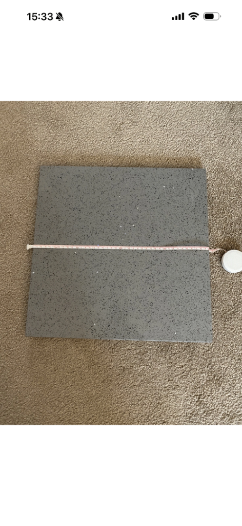 image for Quartz Chopping Board Grey Sparkle New Silk Stone Kitchen Work Top 40x40cm Heavy