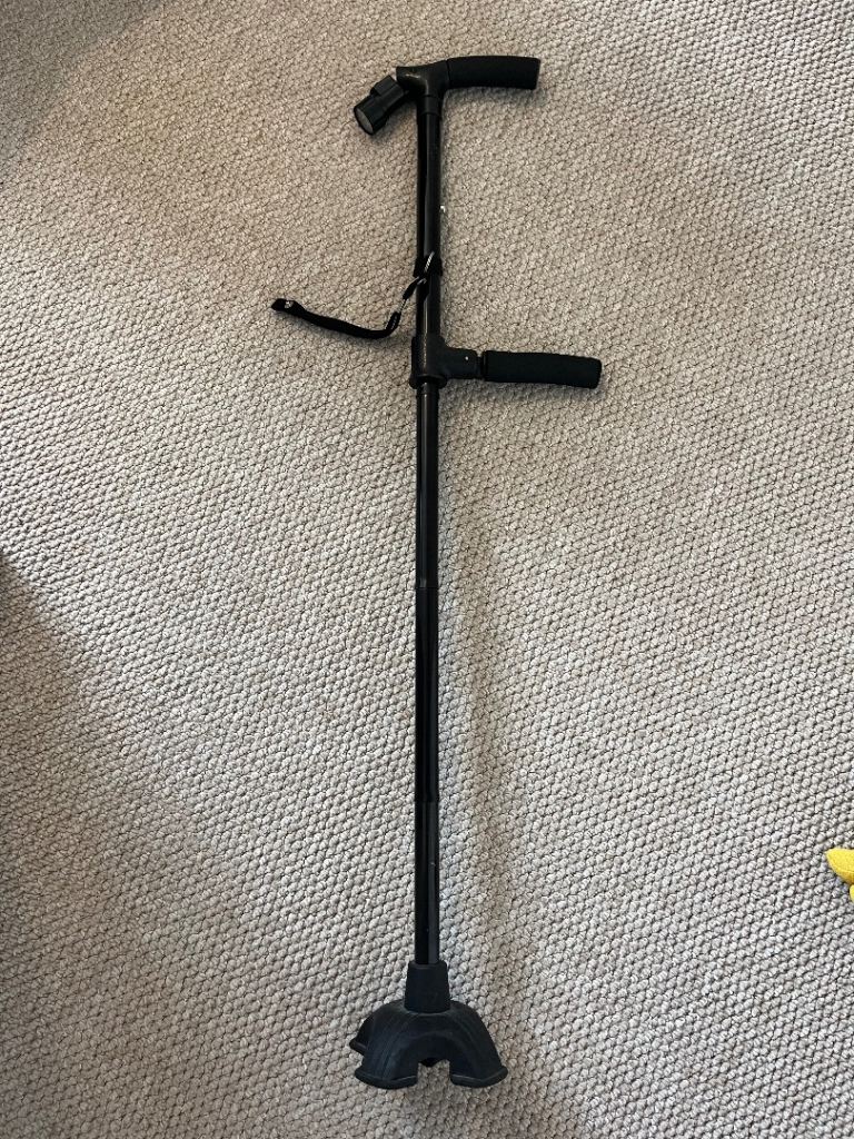 Adjustable Folding Walking Stick with Quad Base and LED Light