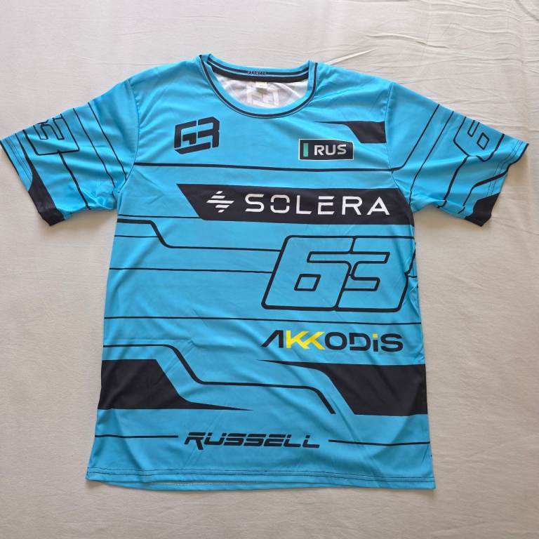 George Russell #63 Mercedes F1 Driver Helmet Design Fan T-Shirt Size L