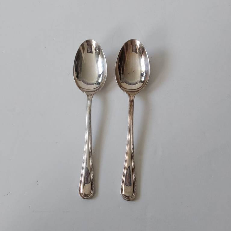 Vtg BEAD Design EPNS A1 SHEFFIELD ENGLAND Silverplated Cutlery Pair Tablespoons