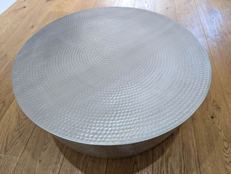 Habitat Round Orrico Style Coffee Table Hammered & brushed Aluminium