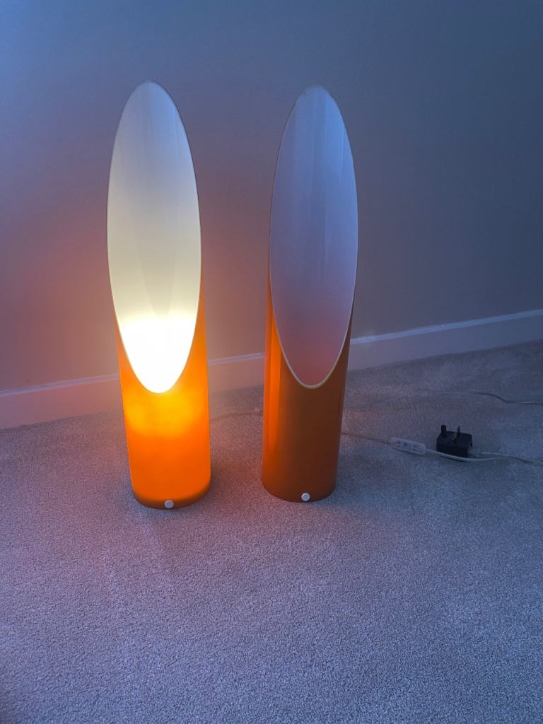 Pair of Modern Orange Lamps – Good Condition