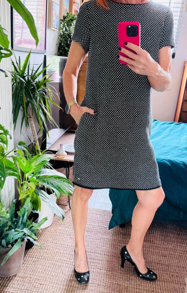 Tommy Hilfiger Dress Navy Wool Blend Short Sleeve Shift UK 10 12 US 8