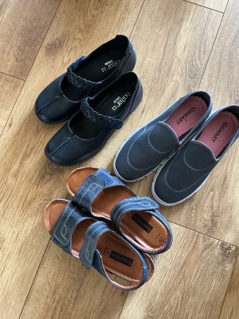 Hotter and Damart Ladies Shoes - Blue/Grey, Good Condition