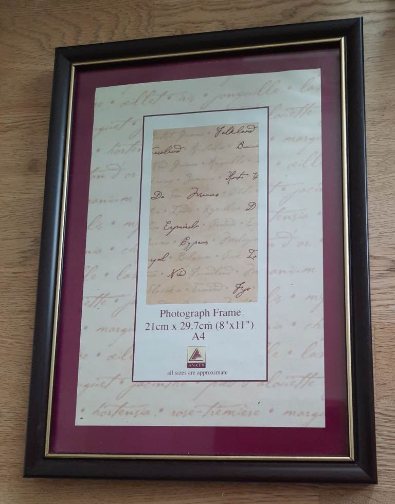 Photograph Frame 21cm X 29.7cm ( 8"x11") A4 Black and Gold Frame 
